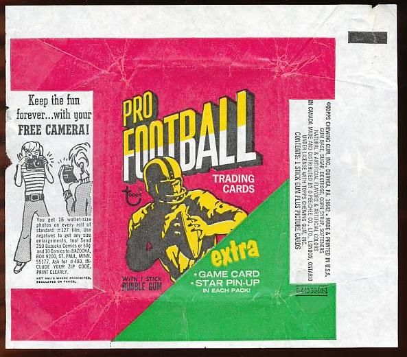 WR 1971 Topps Football Wrapper